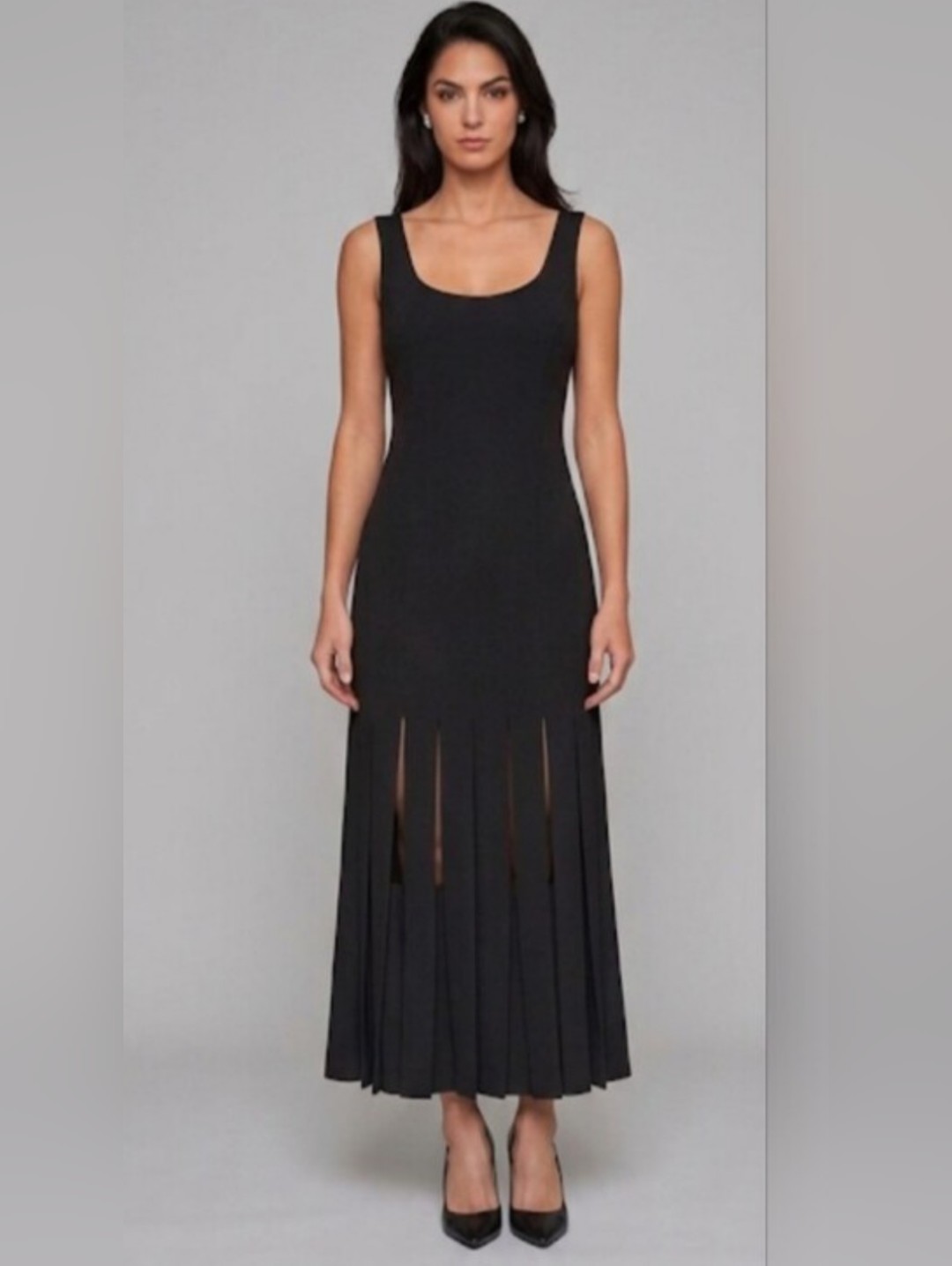 Y2k Vintage Elegant Black Sleeveless Maxi Abs Dress With Slitted Panels